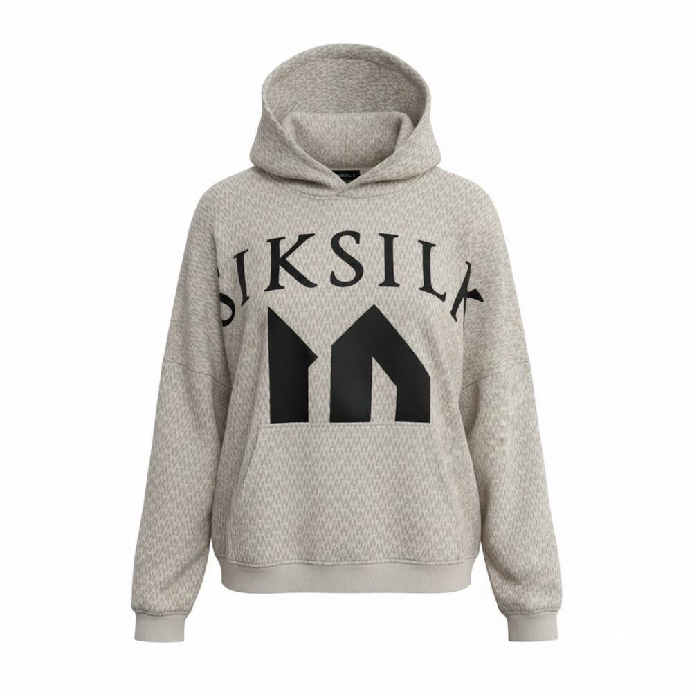 SikSilk Gray Hoodie XL Men’s Pullover Logo Sweatshirt Streetwear Casual+